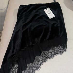 Zara Asymmetric Velvet Lace Skirt ZW Collection NWT
